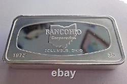 1972 FRANKLIN MINT Bancohio Columbus Ohio 2oz+ Sterling Silver Ingot-Bar