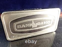 1972 FRANKLIN MINT Bank of IDAHO 2oz+ Sterling Silver Ingot Bar