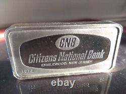 1972 FRANKLIN MINT Citizens Bank Englewood NJ 2oz+ Sterling Silver Ingot Bar