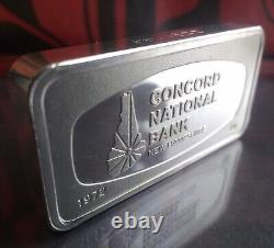 1972 FRANKLIN MINT Concord Bank New Hampshire 2oz+ Sterling Silver Ingot Bar