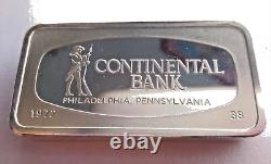 1972 FRANKLIN MINT Continental Bank Philadelphia PA 2oz+ Sterling Silver Bar