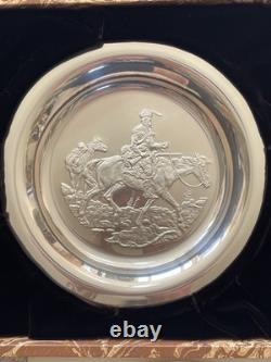 1972 FRANKLIN MINT MOUNTAIN MAN SOLID STERLING SILVER PLATE COMPLETE WithCOA & BOX
