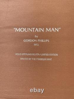 1972 FRANKLIN MINT MOUNTAIN MAN SOLID STERLING SILVER PLATE COMPLETE WithCOA & BOX