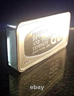 1972 FRANKLIN MINT Peoples Bank Cedar Rapids IA 2oz+ Sterling Silver Ingot Bar