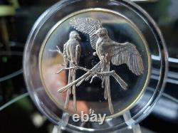 1972 FRANKLIN MINT Roberts Birds Sterling Silver Art Medal Coin FLYCATCHER No 30