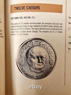 1972 Franklin Mint 12 Caesars Sterling Silver Coin Set 15 ozt Antique Finish