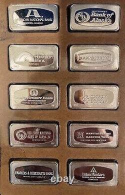 1972 Franklin Mint 50 Sterling STATE BANK Marked Ingots/Bars 1000 grains
