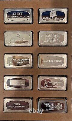 1972 Franklin Mint 50 Sterling STATE BANK Marked Ingots/Bars 1000 grains