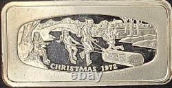 1972 Franklin Mint Christmas Ingot 1000 Grains Solid Sterling Silver bar Vintage