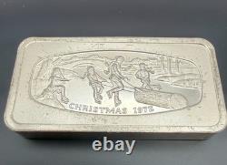 1972 Franklin Mint Christmas Ingot Sterling Silver 1000 Grains / 2.3 Oz No Box