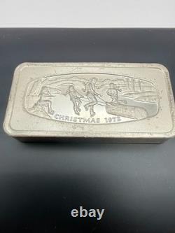 1972 Franklin Mint Christmas Ingot Sterling Silver 1000 Grains / 2.3 Oz No Box