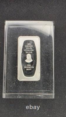 1972 Franklin Mint Father's Day 1000 Grains Sterling Silver Bar Lucite