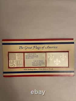 1972 Franklin Mint Flag Of France Spain Great Flags Of America Sterling Silver