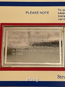 1972 Franklin Mint Flag Of France Spain Great Flags Of America Sterling Silver