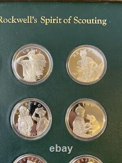 1972 Franklin Mint Norman Rockwell's Spirit of Scouting Silver Medals Set of 12