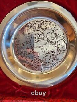 1972 Franklin Mint Plate 8 Sterling Silver Carolers Norman Rockwell 221 Grams