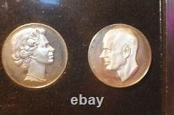 1972 Franklin Mint Set Royal Silver Wedding Anniversary Sterling Silver Medal