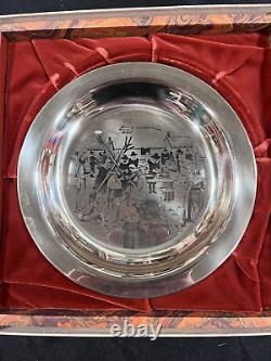 1972 Franklin Mint Solid Sterling Silver 6.9 OZ First Thanksgiving Plate 8423