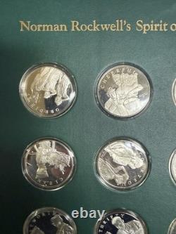 1972 Franklin Mint Spirit Of Scouting 12 Sterling Silver Medal Set 9.5 Troy Oz