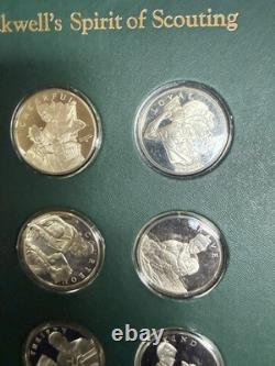 1972 Franklin Mint Spirit Of Scouting 12 Sterling Silver Medal Set 9.5 Troy Oz