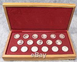 1972 Franklin Mint Sterling Silver Coca Cola Olympic Moments 17 Medals Set withBox
