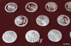 1972 Franklin Mint Sterling Silver Coca Cola Olympic Moments 17 Medals Set withBox