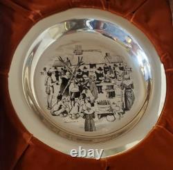 1972 Franklin Mint Sterling Silver First Thanksgiving Plate COA/BOX NICE