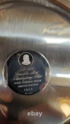 1972 Franklin Mint Sterling Silver First Thanksgiving Plate COA/BOX NICE