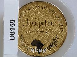 1972 Hippopotami Gold Plated Sterling Silver Medal Franklin Mint D8159