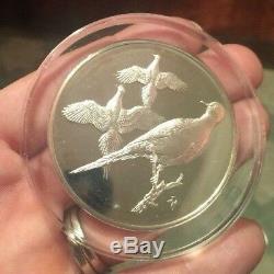 1972 Mourning Doves Sterling Silver Art Medal Roberts Birds Coin Franklin Mint