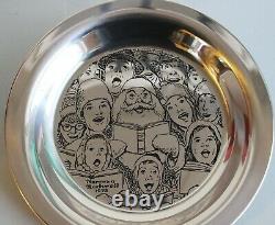 1972 Norman Rockwell Sterling Silver The Carolers Christmas Plate Franklin MInt