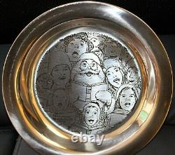1972 Norman Rockwell Sterling Silver The Carolers Christmas Plate Franklin MInt