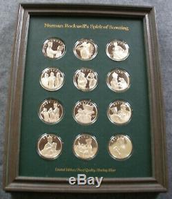 1972 Norman Rockwell's Sterling Silver 12 Scout Law Tokens Franklin Mint