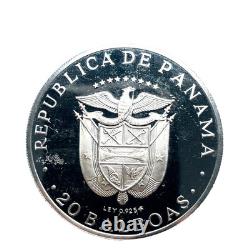 1972 Sterling Silver Proof 20 Balboas Panama 3.85 ASW Franklin Mint Coin