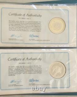 1972 United Nations Commemorative Medal Book Sterling Silver Proof Set of 5