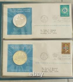 1972 United Nations Commemorative Medal Book Sterling Silver Proof Set of 5