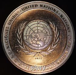 1972 United Nations Franklin Mint 925 Sterling Silver art bar round C3711