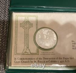 1973, 1974,1975 St. Patrick's Day Proof. 925 Silver Medal & Cachet Franklin Mint