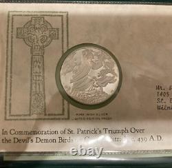 1973, 1974,1975 St. Patrick's Day Proof. 925 Silver Medal & Cachet Franklin Mint