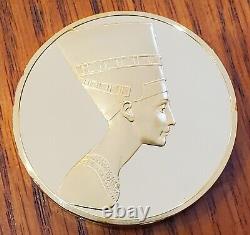 1973 24K on Sterling Silver Franklin Mint Queen Nefertiti Medal-Free USA Ship