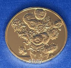 1973 24K on Sterling Silver Franklin Mint Sunflowers 1888 Vincent Van Gogh Coin