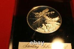 1973-74 Four Sterling S Proof LE Franklin Mint Annual Christmas Medal Christmas