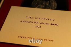 1973-74 Four Sterling S Proof LE Franklin Mint Annual Christmas Medal Christmas