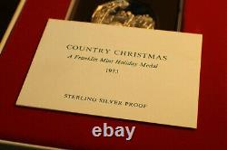 1973-74 Four Sterling S Proof LE Franklin Mint Annual Christmas Medal Christmas