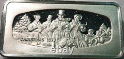 1973 Christmas Franklin Mint Silver Bar 2.29 Ounce of Sterling Silver