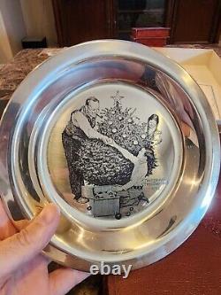 1973 FRANKLIN MINT Norman Rockwell Sterling Silver 8 Plate Trimming the Tree