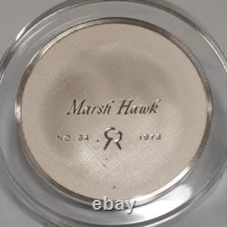 1973 Franklin Mint. 925 Silver 2.1 Troy Oz. /51MM Proof Medal-Marsh Hawk