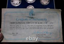 1973 Franklin Mint Barbados coin proof set + box + COA 925 Sterling Silver C1637