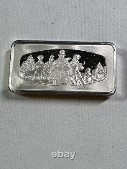 1973 Franklin Mint Christmas Silver Bar ASW 1.93 oz