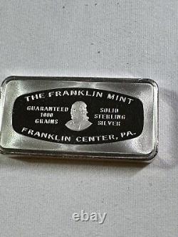 1973 Franklin Mint Christmas Silver Bar ASW 1.93 oz